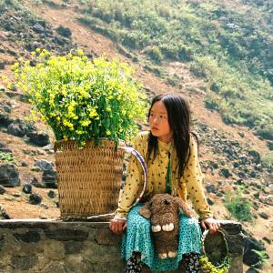 A girl with flowers in Ha Giang