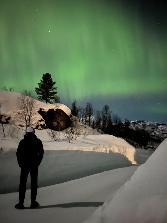 The northern lights in the mountain of Norway